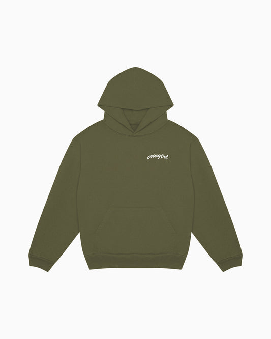 Cowgirl Pocket Script Hoodie (Army)