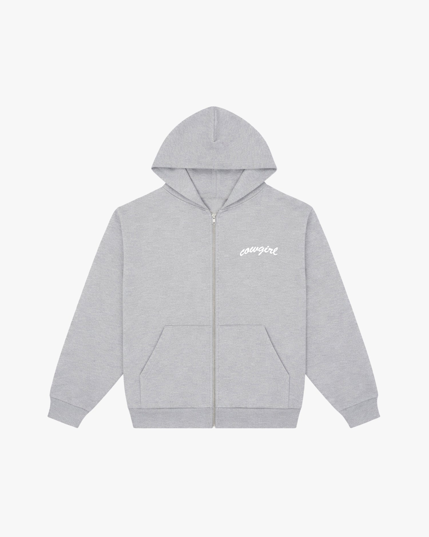 Cowgirl Small Script Zip-Up Hoodie (Ash Grey)