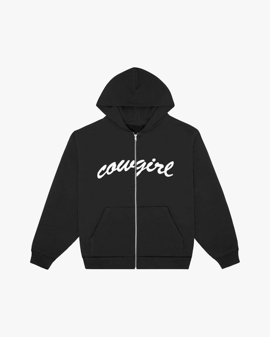 Cowgirl Script Zip-Up Hoodie (Black)
