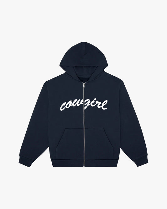 Cowgirl Script Zip-Up Hoodie (Navy)