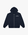 Cowgirl Small Script Zip-Up Hoodie (Navy Blue)